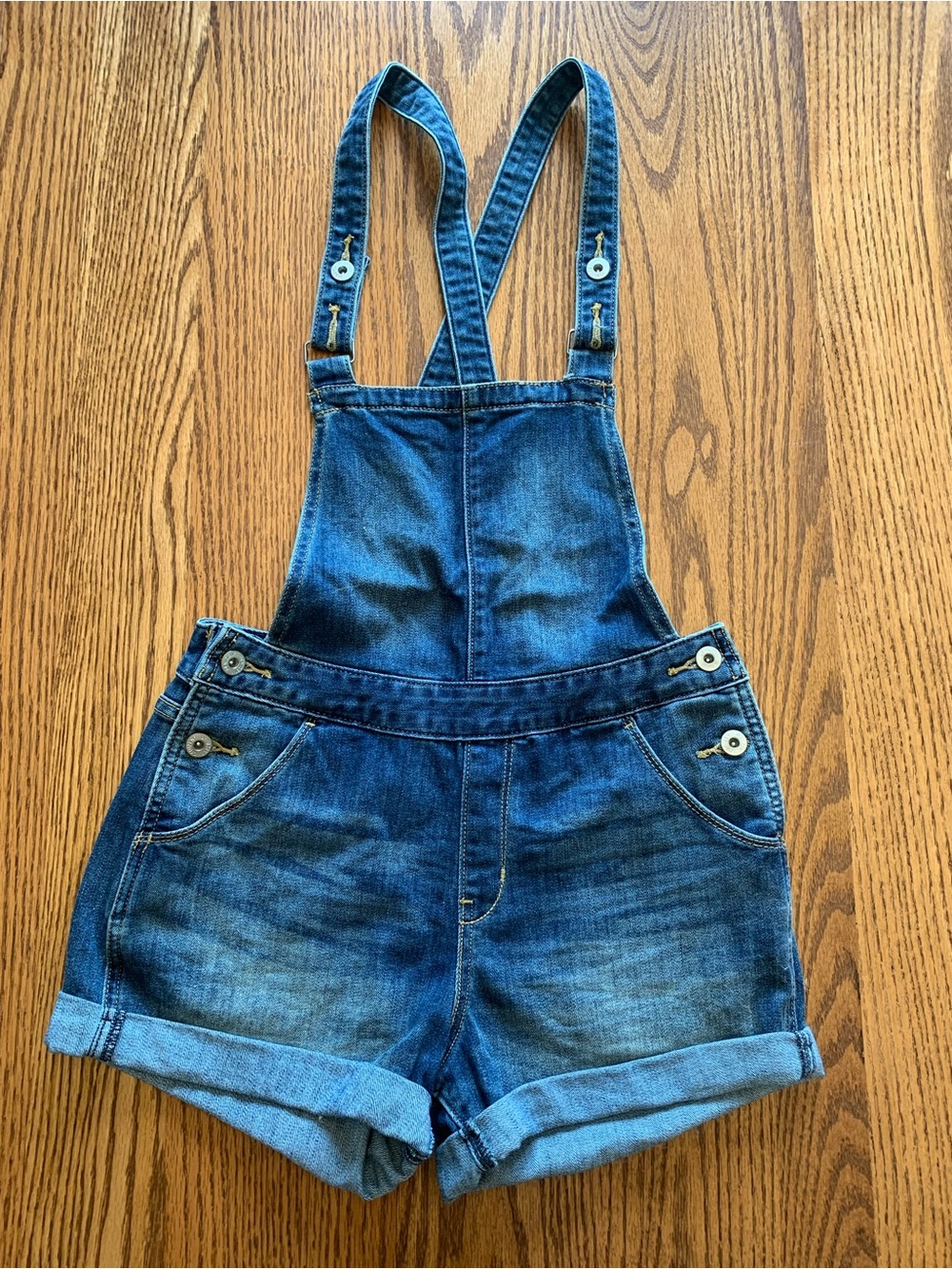 Denim Overall Shorts - Blue